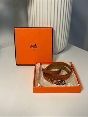 HERMÈS Hapi Triple Tour Leather Wrap Bracelet